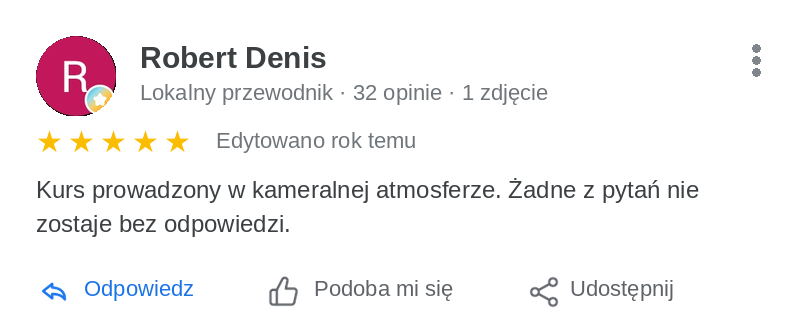 Opinia uczestnika: Robert Denis