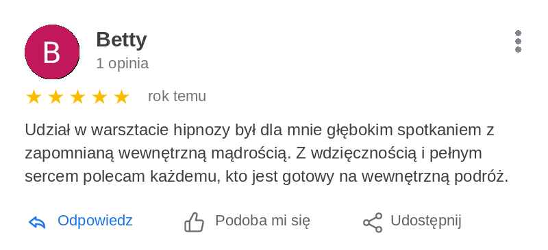 Opinia uczestnika: Betty
