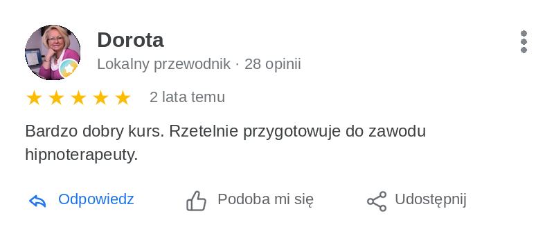 Opinia z Google, którą napisał(a) Dorota